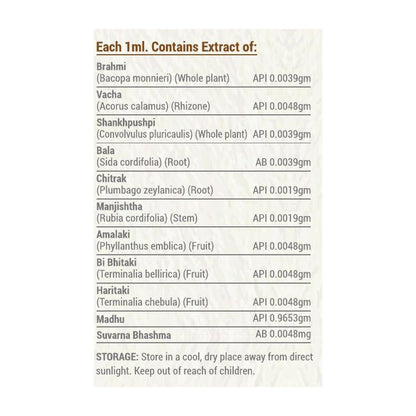 List of herbal ingredients with their quantities on a white background